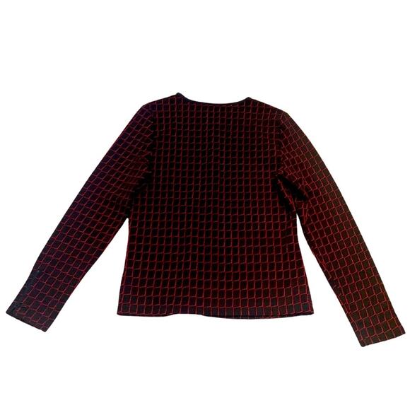 Casual Corner Patterned Black Red Long Sleeve Tailored Top Jacket Medium Vintage - Picture 7 of 11